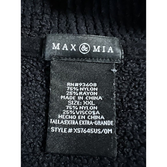 Max & Mia Cardigan Sweater Womens Black Open Front Knit Long Sleeve Size 2X Cozy - Picture 5 of 6